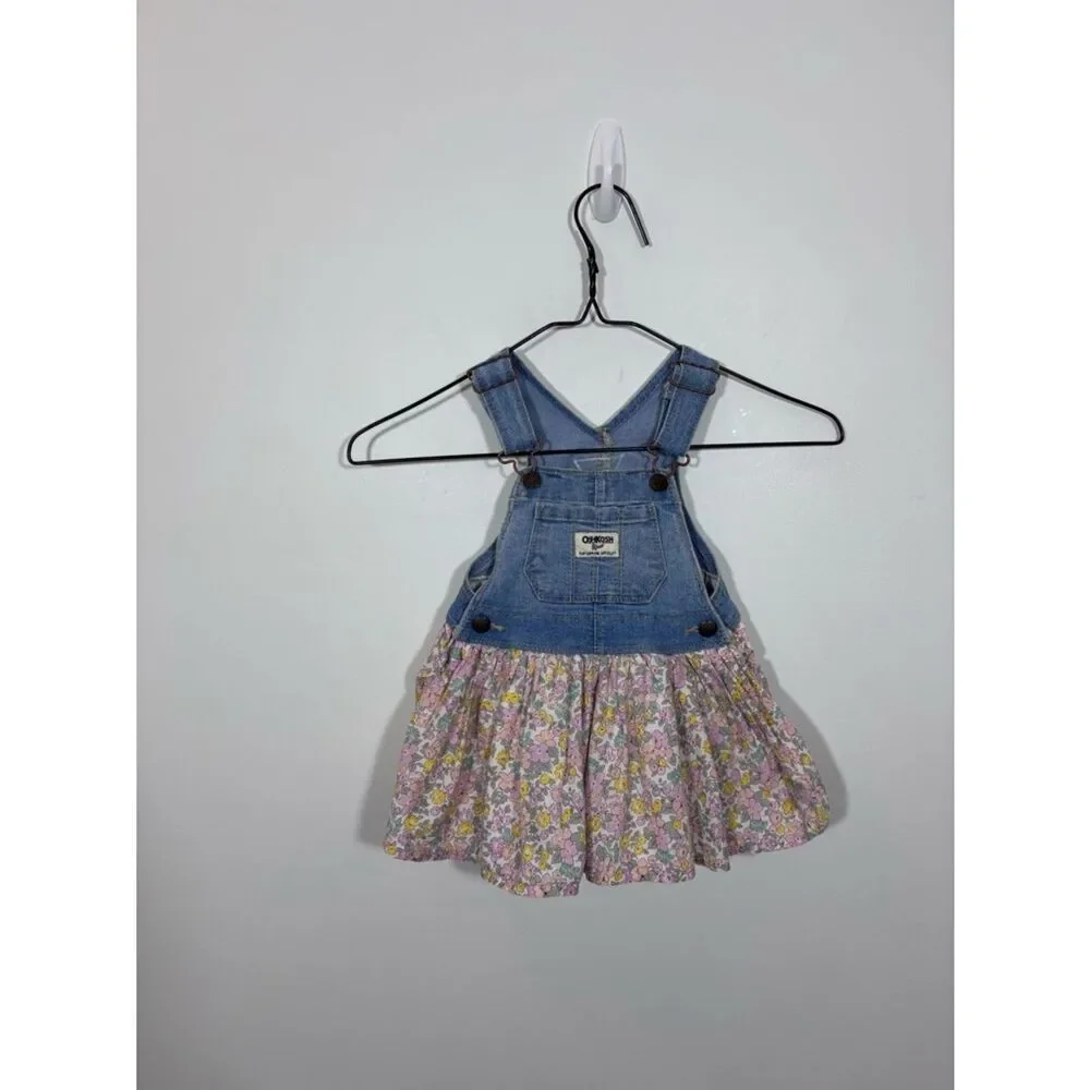 OshKosh B’gosh denim floral overall dress girls baby 12 months